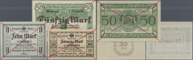 Deutschland - Länderscheine: Anhalt, Herzogliche Finanzdirektion, 10, 20 Mark, 29.10.1918, 50 Mark, 1.11.1918, alle mit roter kreuzweiser Diagonalstri...