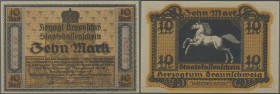 Deutschland - Notgeld - Niedersachsen: Herzogl-Braunschschw.Staatskassenschein 10 Mark 1918 mit Perforation ”NICHT GÜLTIG” in kassenfrischer Erhaltung...