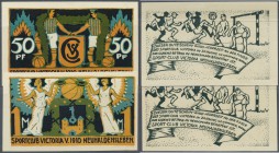 Deutschland - Notgeld - Sachsen-Anhalt: Neuhaldensleben, Sport-Club Victoria von 1910, 50 Pf., 1 Mark, o. D., Erh. I, total 2 Scheine