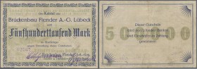 Deutschland - Notgeld - Schleswig-Holstein: Lübeck, Brückenbau Flender AG, 500 Tsd. Mark, o. D., mit ”Überbringer”, Erh. II-III