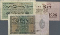 Deutschland - Deutsches Reich bis 1945: Sehr interessantes Lot mit 17 Banknoten Deutsches Reich, dabei 200 Milliarden Mark 1923, 500 Milliarden Mark Ü...