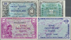 Deutschland - Bank Deutscher Länder + Bundesrepublik Deutschland: Album mit 17 Banknoten Alliierte Militärbehörde und Bank Deutscher Länder, dabei 1/2...