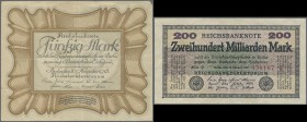 Deutschland - Sonstige: Album mit ca. 170 Banknoten von 1898 bis 1945, in vielen Fällen doppelt vorhanden in meist sehr schöner bis kassenfrischer Erh...