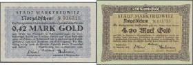 Deutschland - Notgeld - Bayern: Marktredwitz, Stadt, 0,42 Mark Gold, 13 Scheine in Erh. II-, 4.20 Mark Gold, 20 Scheine (14 Stück Erh. I, 6 Stück Erh....