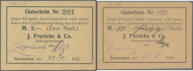 Deutschland - Notgeld - Niedersachsen: Einswarden, J. Frerichs & Co. Aktiengesellschaft, 1 (2), 2 (3), 3 (2), 5 (2), 10 (2) Mark, 22.8.1914, davon 2 S...