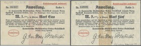 Deutschland - Notgeld - Niedersachsen: Hannover-Linden, HANOMAG A.G., 1 (7), 2 (8), 5 (10) Mark, 20.8.1914, Varianten mit teils rs. gestempelten Daten...