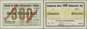 Deutschland - Notgeld - Niedersachsen: Eschershausen, Stadt, Zusammenstellung von fast 200 Großgeldscheinen in 9 Wertstufen, dabei 1 Mio. (8), 5 Mio. ...