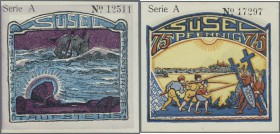 Deutschland - Notgeld - Schleswig-Holstein: Süsel, Gemeinde, 75, 100 Pf., 10.2.1921, No. KN, je 17 kassenfrische Scheine, einige der Werte zu 75 Pf. l...