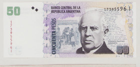 Argentina 50 Pesos, ND, UNC, cutting clip , P356, BNB B409g 

Estimate: 15-20