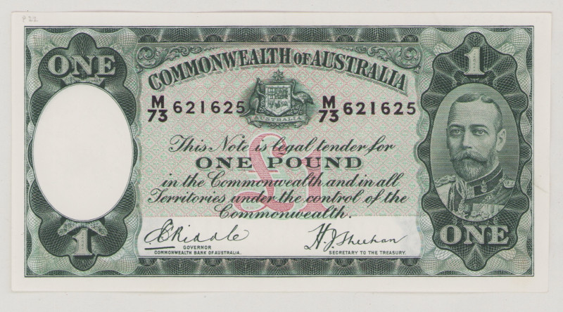 Australia 1 Pound, ND (1933-8), EF, P22, BNB B126a Sign.Riddle-Sheenan 

Estim...