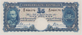 Australia 5 Pounds, ND (1933-9), VF, P23b, BNB B127b Sign.Riddle-Sheenan portrait without cross-hatching 

Estimate: 950-1250