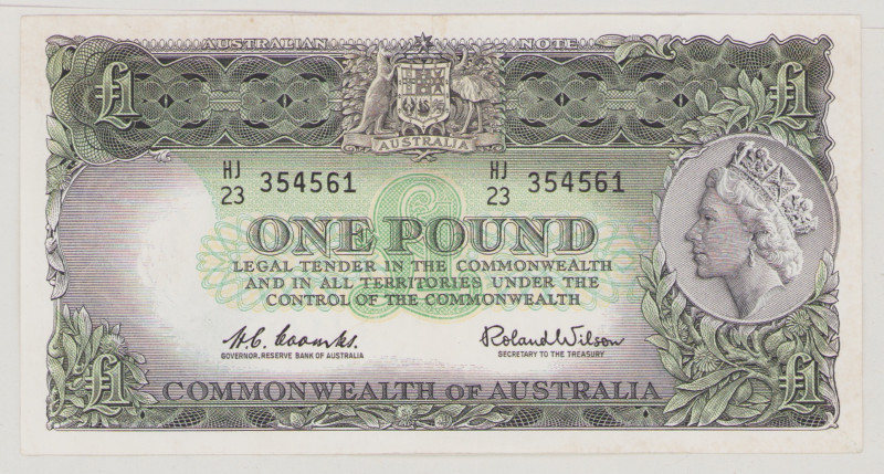 Australia 1 Pound, ND (1961-5), VF, P34a, BNB B202a Sign.Coombs-Wilson 

Estim...