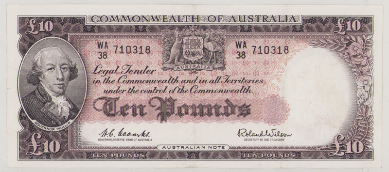 Australia 10 Pounds, ND (1961-5), VF, P36a, BNB B204a Sign.Coombs-Wilson 

Est...