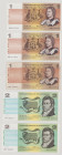 Australia 1 Dollar, ND (1966), EF, P37a, BNB B205a; Prefix AAQ 1 Dollar, ND (1969), UNC, P37c, BNB B205c; Prefix AXN 1 Dollar, ND (1972), F, P37d, BNB...