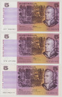 Australia 5 Dollars, ND (1985), EF, P44e, BNB B212h; Prefix QCT 5 Dollars, ND (1990), AU, P44f, BNB B212i; Prefix QFQ 5 Dollars, ND (1991), VF, P44g, ...