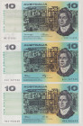 Australia 10 Dollars, ND (1976), VF, P45b, BNB B213b1; Prefix THE 10 Dollars, ND (1990), EF, P45f, BNB B213g; Prefix MCD 10 Dollars, ND (1991), VF, P4...