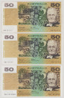 Australia 50 Dollars, ND (1979), VF, P47c, BNB B215c; Prefix YHD 50 Dollars, ND (1985), VF/EF, P47e, BNB B215e; Prefix YSK 50 Dollars, ND, UNC, P47i, ...