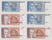 Bosnia - Herzegovina 500 Dinara, 1.3.1990, VF, P1a, BNB B101a; 500 Dinara, 1.3.1990, VF, P1b, BNB B101b; 500 Dinara, 1.3.1990, VF, P1c, BNB B101c; 100...