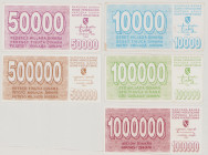 Bosnia - Herzegovina 10000 Dinara, 6.4.1993, VF, P28a, BNB B128a; 50000 Dinara, 1.5.1993, EF, P29a, BNB B129a; 100000 Dinara, 1.8.1993, EF, P31a, BNB ...