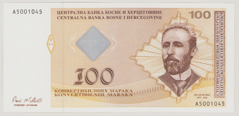 Bosnia - Herzegovina 100 Convertible Mark, ND (1998), UNC, P70a, BNB B214a 

E...