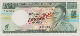 Congo, Dem.Republic 5 Zaires/500 Makuta, 1968, UNC, SPECIMEN, P13s2, BNB B210as1 

Estimate: 120-160