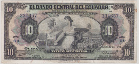 Ecuador 10 Sucres, 20.4.1943, Fine, P92b, Hoden H-B16 

Estimate: 70-120