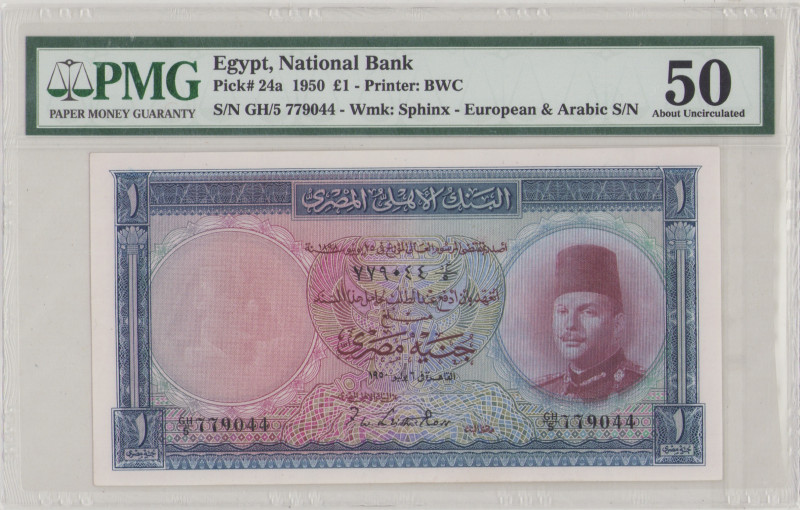 Egypt 1 Egyptian Pound, 6.6.1950, sign.Leith-Ross, P24a, BNB B123a, AU, PMG 50 ...
