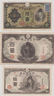 Japan 10 Yen, ND (1945), VF, P77a, BNB B334a 100 Yen, ND (1945), VF, P78Ab, BNB B335b 10 Yen, ND (1946), VF, P79a, BNB B338a 

Estimate: 70-100