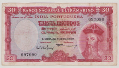 Portuguese India 30 Escudos, 2.1.1959, F/VF, P41, BNB B330d 

Estimate: 80-120