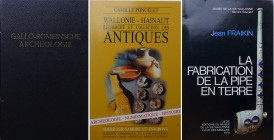 Lot de 3 ouvrages sur l'archéologie
1- La fabrication de la pipe en terre, Jean Fraikin, Musée de la vie Wallonne 1978 ; 2- Wallonie, Hainaut, Recher...
