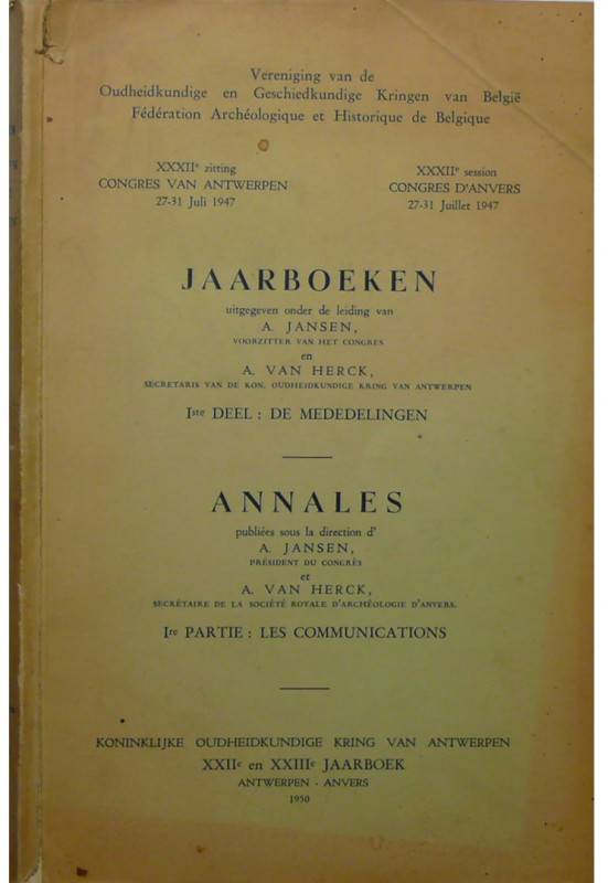 XXXIIème session Congrès d'Anvers, 27-31 juillet 1947, Anvers 1950
Ouvrage de 3...
