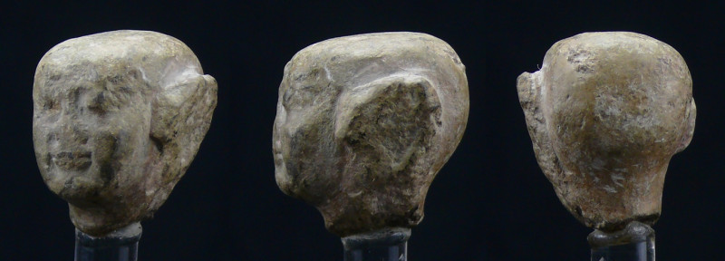 Egypte - Basse époque - Tête du dieu Ptah en pierre - 633-332 av. J.-C. - (26-30...