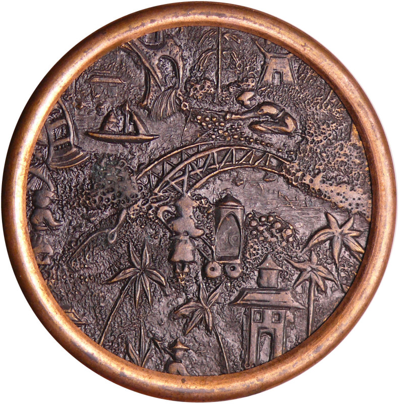 Bouton plat en bronze et laiton - Décors japonais - 18ème siècle
Bouton plat en...