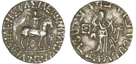 Royaume Indo-Scythe - Azès II - Tétradrachme (-20/+5 av. J.-C.)
A/ Le roi chevauchant à droite.
R/ Athéna debout à droite.
TTB
MITCH.2364
 Ar ; 8...