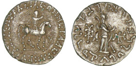 Royaume Indo-Scythe - Azès II - Tétradrachme (-20/+5 av. J.-C.)
A/ Le roi chevauchant à droite.
R/ Athéna debout à droite.
TTB+
MITCH.2361
 Ar ; ...