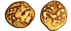 France - Ambiani - Statère d'or (60-50 av. J.-C.)
A/ Tête sytylisée.
R/ Cheval à droite.
TTB+
LT.8707-DT.244
 Au ; 6.39 gr ; 18 mm