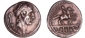 Marcia - Denier (56 av. J.-C.)
A/ ANCVS. Tête diadémée du roi Ancus Marcus à droite. Derrière, un lituus. 
R/ PHILIPPVS, dans les arcades AQVA MAR. ...