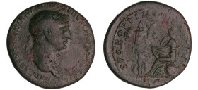 Trajan - Sesterce (104-110, Rome) - La Dace
A/ IMP CAES NERVAE TRAIANO AVG GER DAC P M TR P COS V PP. Buste lauré à droite. 
R/ S P Q R OPTIMO PRINC...