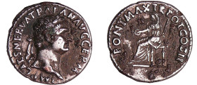 Trajan - Denier (98, Rome) - Vesta
A/ IMP CAES NERVA TRAIAN AVG GERM. Buste lauré à droite. 
R/ PONT MAX TR POT COS II. Vesta assise à gauche tenant...