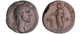 Antonin le Pieux - Sesterce (158-9, Rome) Antonin sacrifiant
A/ ANTONINVS AVG PIVS P P TR P XXII Liberté Buste lauré à droite. 
R/ VOTA SVSCEPTA DEC...
