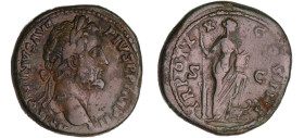 Antonin le Pieux - Sesterce - (156-157, Rome)
A/ ANTONINVS AVG P P IMP II. Tête laurée à droite. 
R/ TR POT COS III // SC L'Abondance debout à droit...