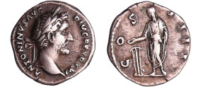 Antonin le Pieux - Denier (148, Rome)
A/ ANTONINVS AVG PIVS PP TRP XI. Tête laurée à droite.
R/ COS IIII Antonin debout à gauche sacrifiant sur un t...