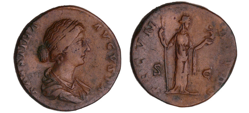 Faustine jeune - Sesterce (161-175, Rome) - La Fécondité
A/ FAVSTINA AVGVSTA. B...