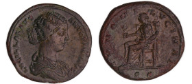Lucille - Sesterce (166, Rome) - Junon 
A/ LVCILLAE AVG ANTONINI AVG F. Buste drapé à droite. 
R/ IVNONI LVCINAE. Junon assise à gauche, tenant une ...