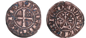 France - Philippe IV (1285-1314) - Double tournois - 1ère émission
A/ + PhILIPPVS REX. Croix cantonnée d'un lis.
R/ + MON DVPLEX REGAL. Fronton de c...