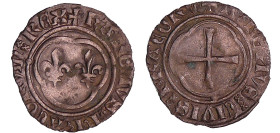 France - Charles VIII (1483-1498) - Denier tournois - Troyes
A/ + KAROLVS FRACORVM REX. Deux lis dans un trilobe. 
R/ +SIT NOMEN DNI BENE. Croix dan...