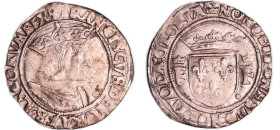 France - François 1er (1515-1547) - Demi-teston - 12ème type - Lyon
A/ FRANCISCVS I' DEI GRA FRANCORVM REX. Buste du roi à droite coiffé d'une couron...