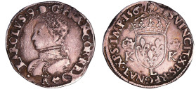 France - Charles IX (1560-1574) - Teston - 4ème type - 1567 L (Bayonne)
A/ KAROLVS. 9. D. G. FRANCOR. REX. Buste lauré et cuirassé à gauche. 
R/ + X...