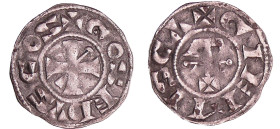 France - Berri - Comté de Gien - Geoffroi II - Denier
Geoffroi II, sire de Donzy (1120-1180). A/ + GOSEDVS COS. Croix cantonnée de l'alpha et de l'om...
