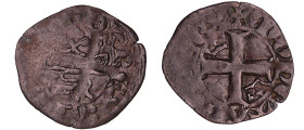France - Aquitaine - Edouard III - Double au léopard sous couronne
Edouard III (1317-1362). A/ + ED REX ANGLIE Léopard sous une couronne.
R/ + MONET...